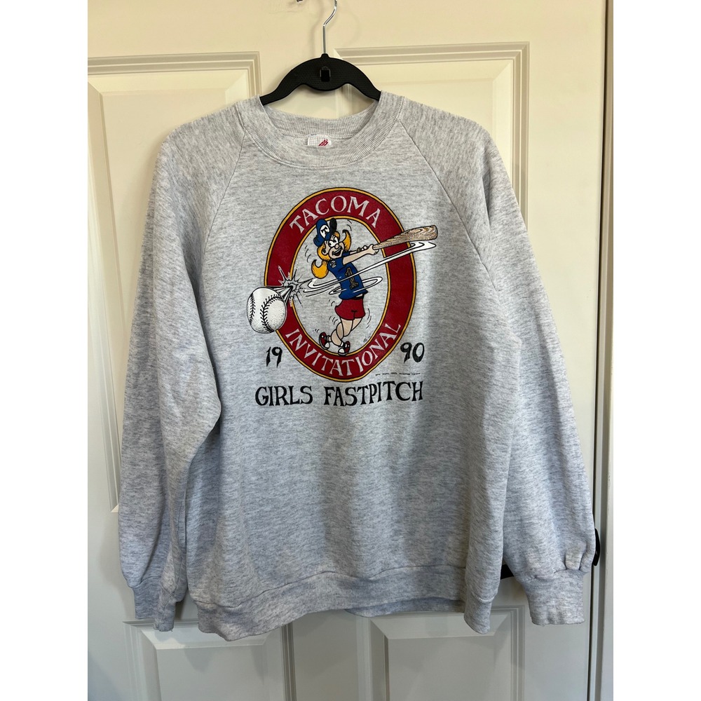 Vintage 1990 Tacoma Girls Fastpitch Softball Pullover Sweatshirt Size XXl